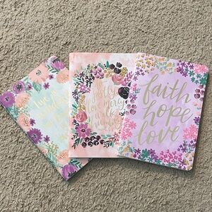 Set of 3 Floral Inspirational Lined Journals Notebooks Set